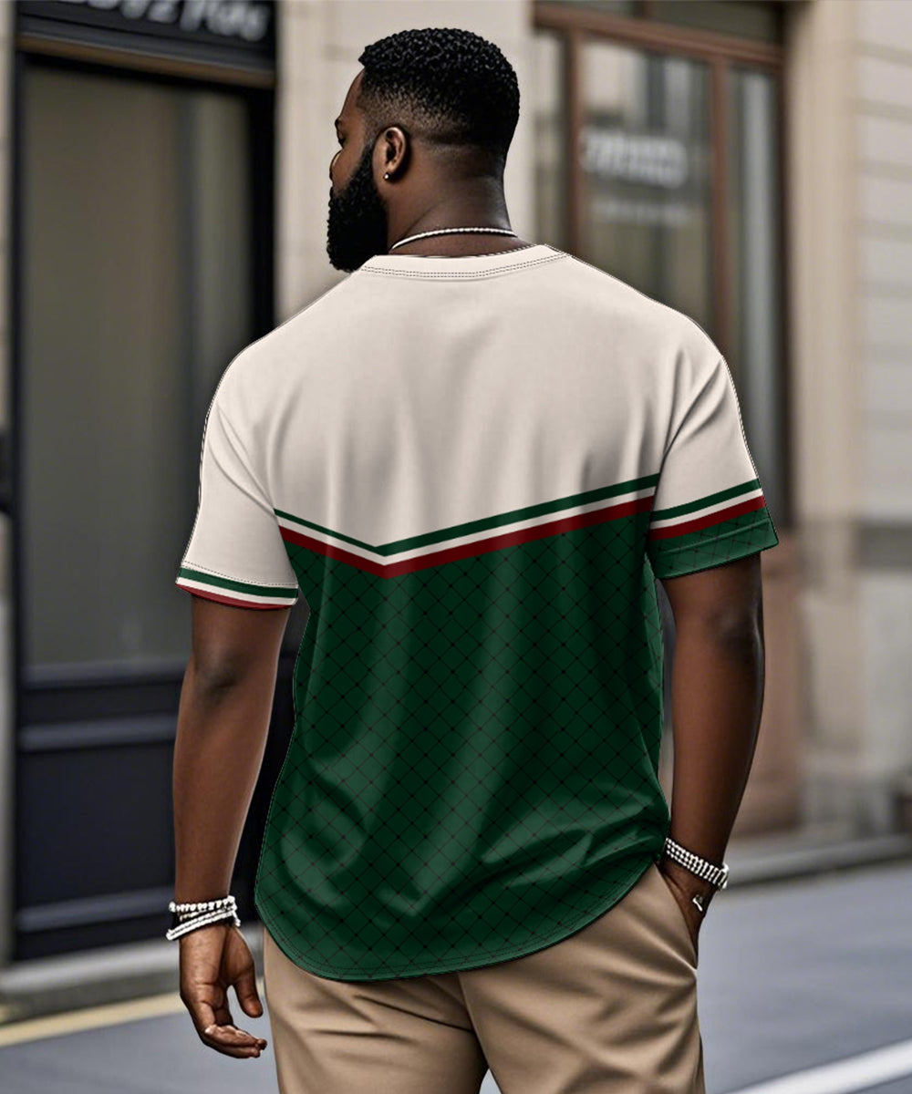 Big & Tall Green Striped Graphic T-Shirt for big men view 2