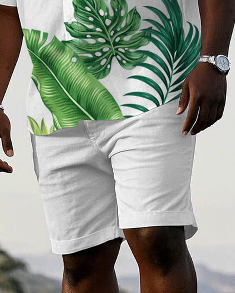Big & Tall Hawaiian Graphic T-Shirt Shorts Set for big men view 3