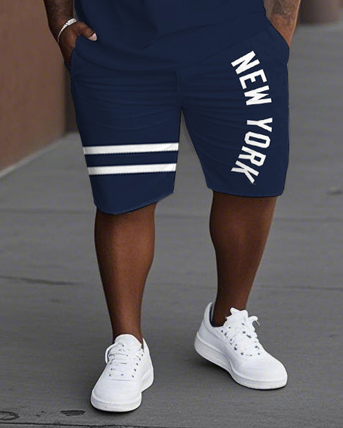 Big & Tall Striped T-Shirt Shorts Set for big men view 3