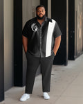 Big & Tall Graphic Business Casual T-Shirt Pants Set for big men view 1