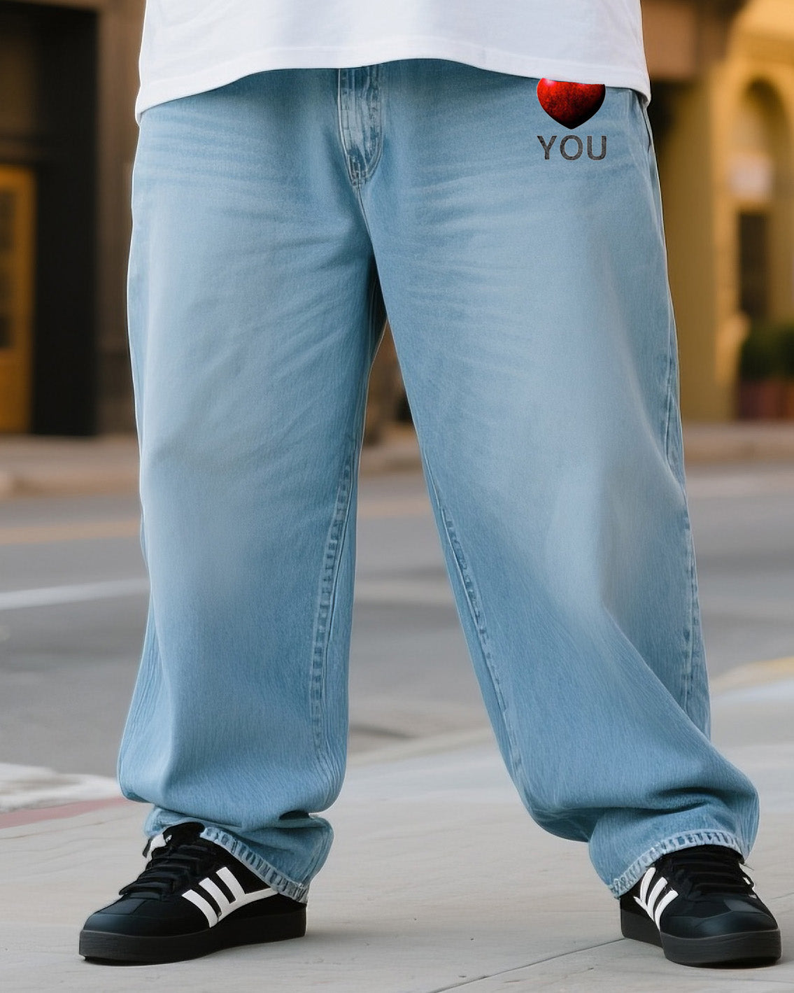 Big & Tall Denim Graphic T-Shirt Pants Set for big men view 3