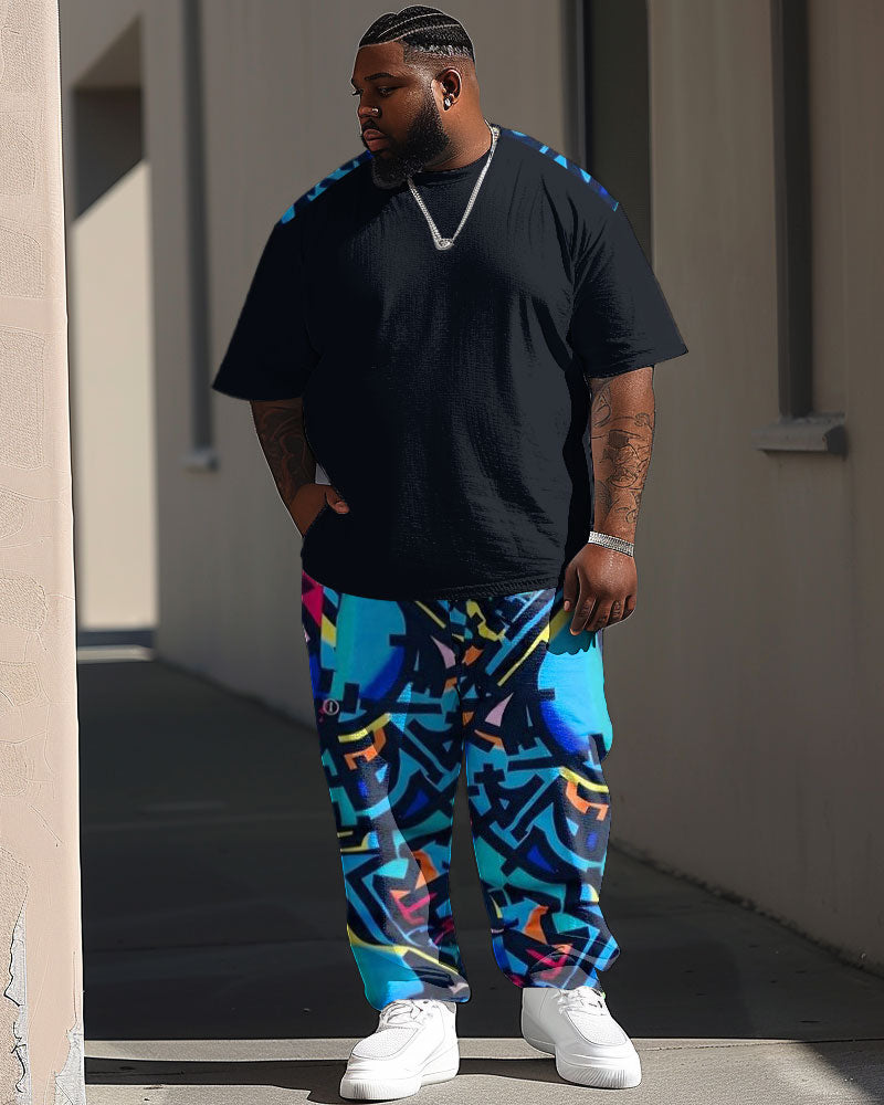 Big & Tall Graphic Graffiti T-Shirt Pants Set for big men view 1