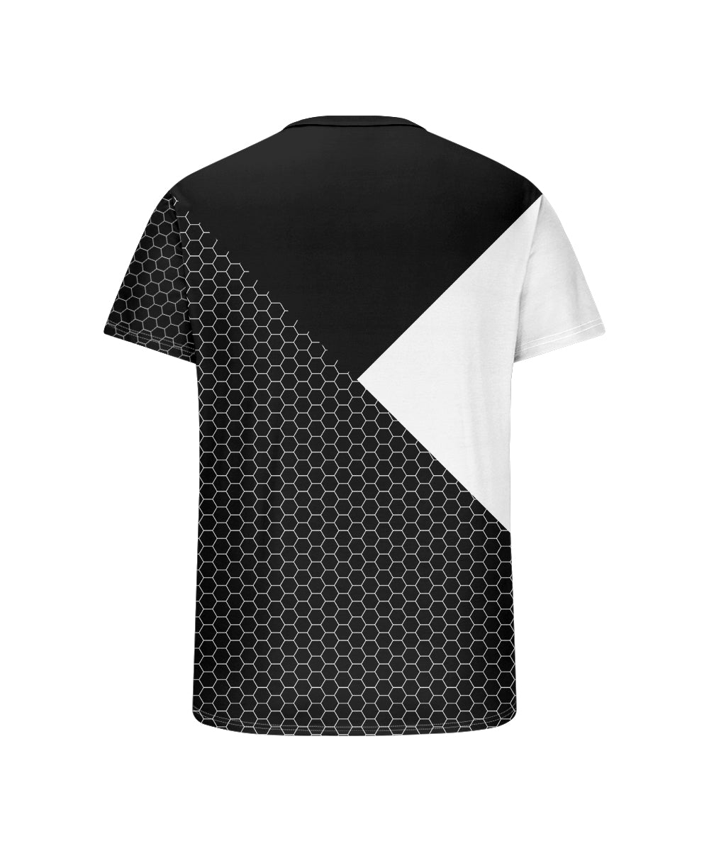 Big & Tall Black White Geometric T-Shirt for big men view 5