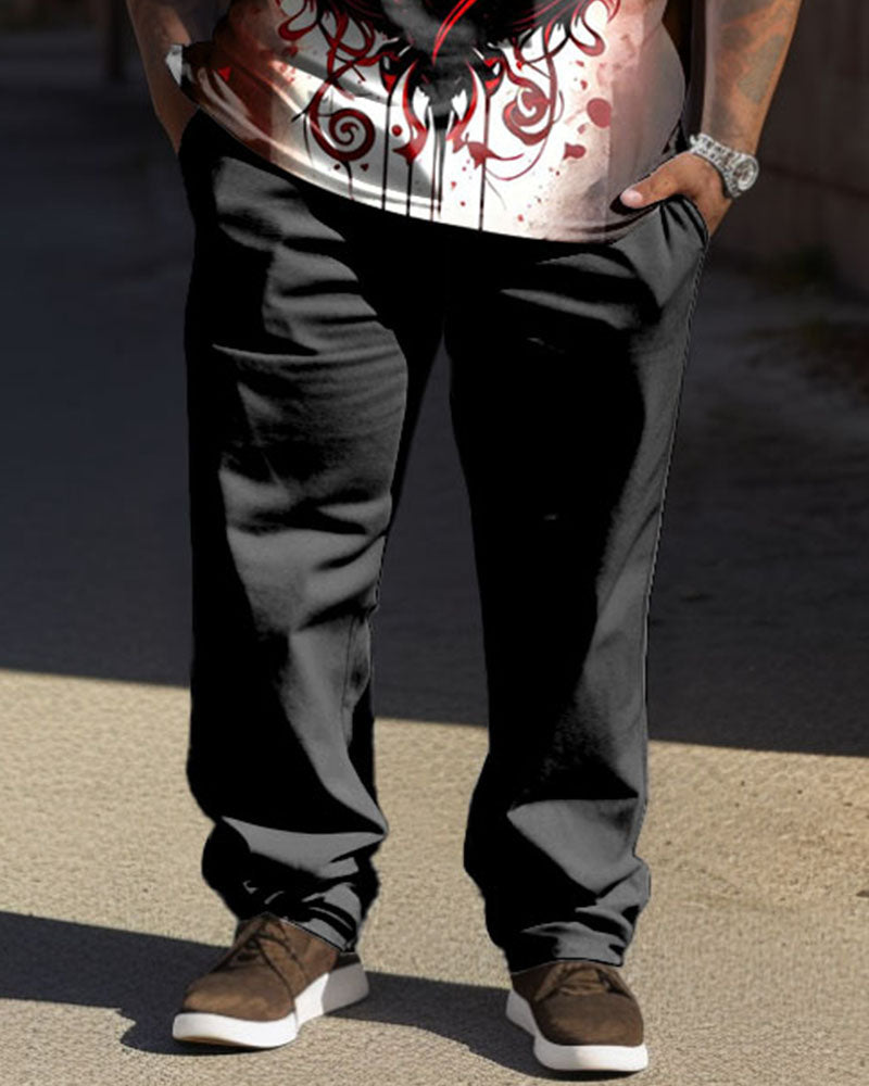 Big & Tall Gradient Streetwear T-Shirt Pants Set for big men view 3