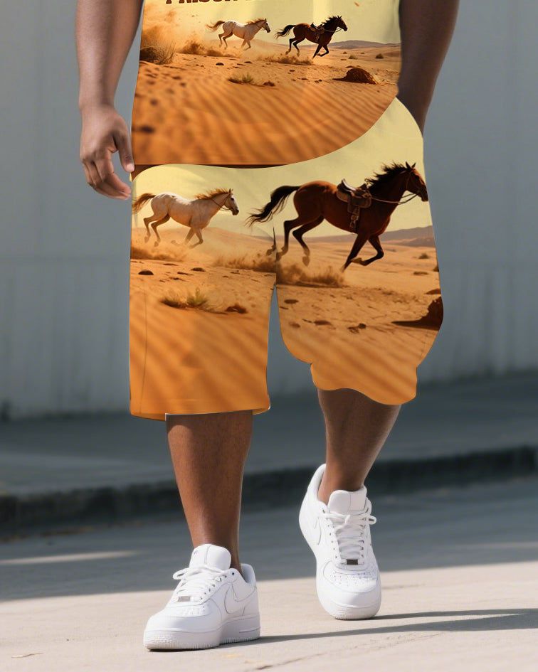 Big & Tall Graphic Graffiti Polo Shorts Set for big men view 3