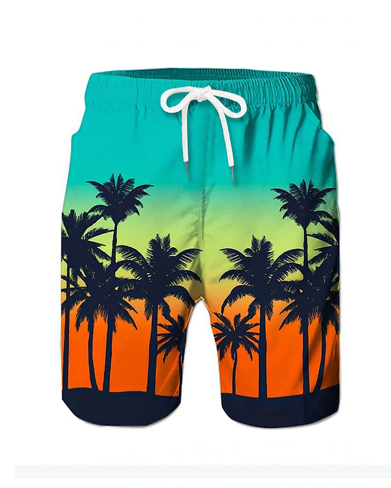 Big & Tall Hawaiian Gradient Athletic Shorts for big men