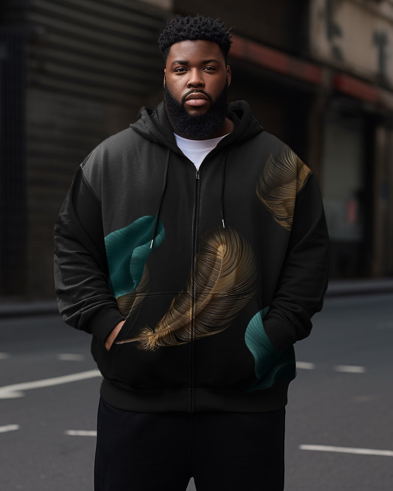 Big & Tall Geometric Graphic Hoodie Sweatpants Set for big men