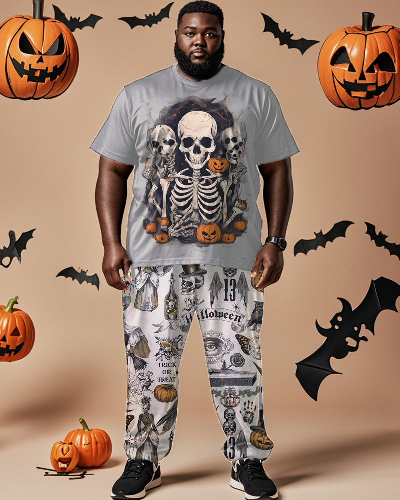 Big & Tall Skull T-Shirt Pants Set for big men view 1