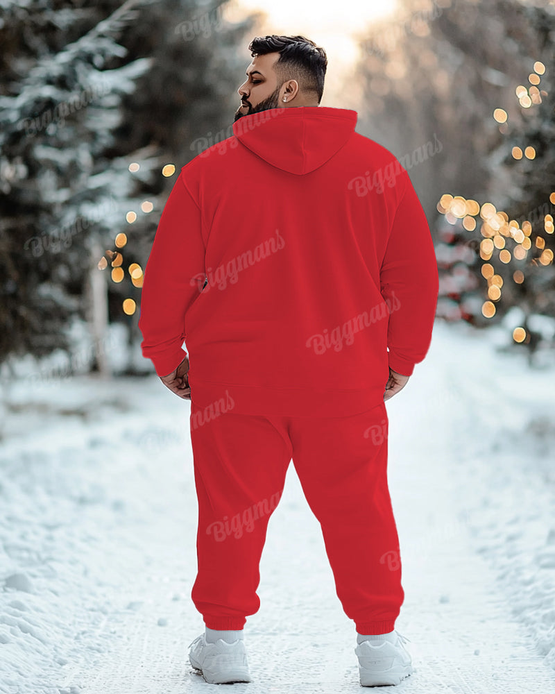 Big & Tall Red Business Casual Hoodie Sweatpants Set for big men view 10
