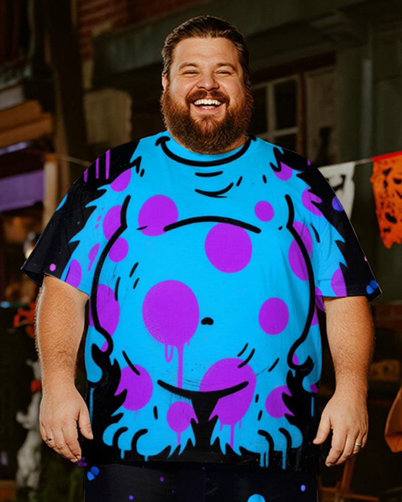 Big & Tall Blue Graffiti Polo Pants Set for big men view 2