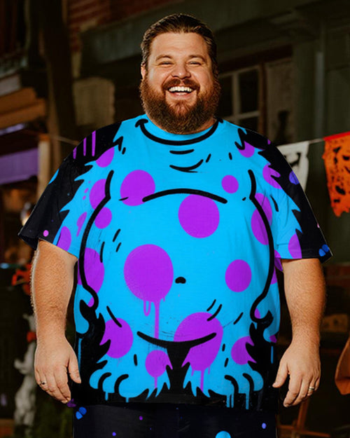 Big & Tall Blue Graffiti Polo Pants Set for big men view 2