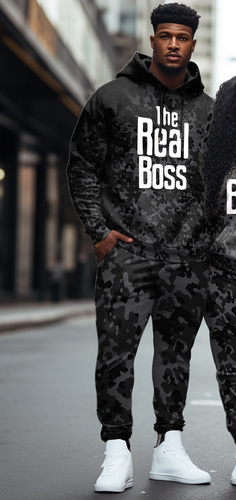 Big & Tall Camouflage Hoodie Sweatpants Set for big men view 6