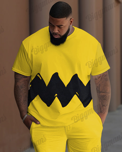 Big & Tall Colorblock Geometric T-Shirt Pants Set for big men view 2