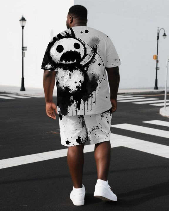 Big & Tall Graphic Splash Ink T-Shirt Shorts Set for big men view 1