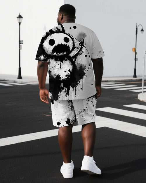 Big & Tall Graphic Splash Ink T-Shirt Shorts Set for big men view 1