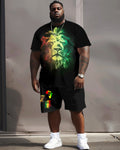 Big & Tall Reggae T-Shirt Shorts Set for big men view 1