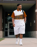 Big & Tall Colorblock Geometric T-Shirt Shorts Set for big men view 1