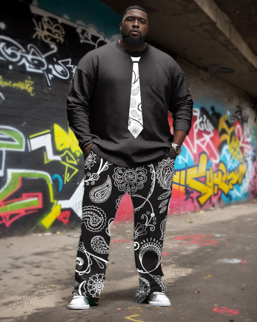 Big & Tall Graphic Floral T-Shirt Pants Set for big men view 1