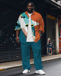 Big & Tall Blue Colorblock T-Shirt Pants Set for big men view 1