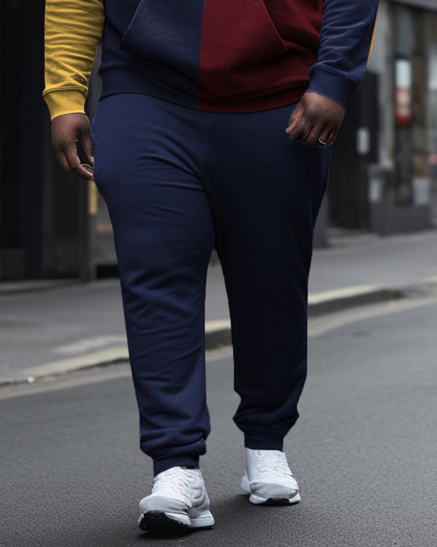 Big & Tall Colorblock Athletic Hoodie Sweatpants Set for big men view 3