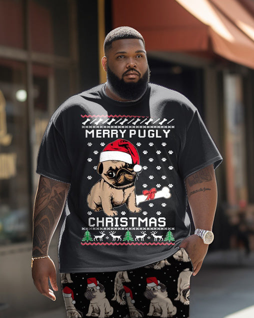 Big & Tall Graphic Streetwear T-Shirt Shorts Set for big men view 2