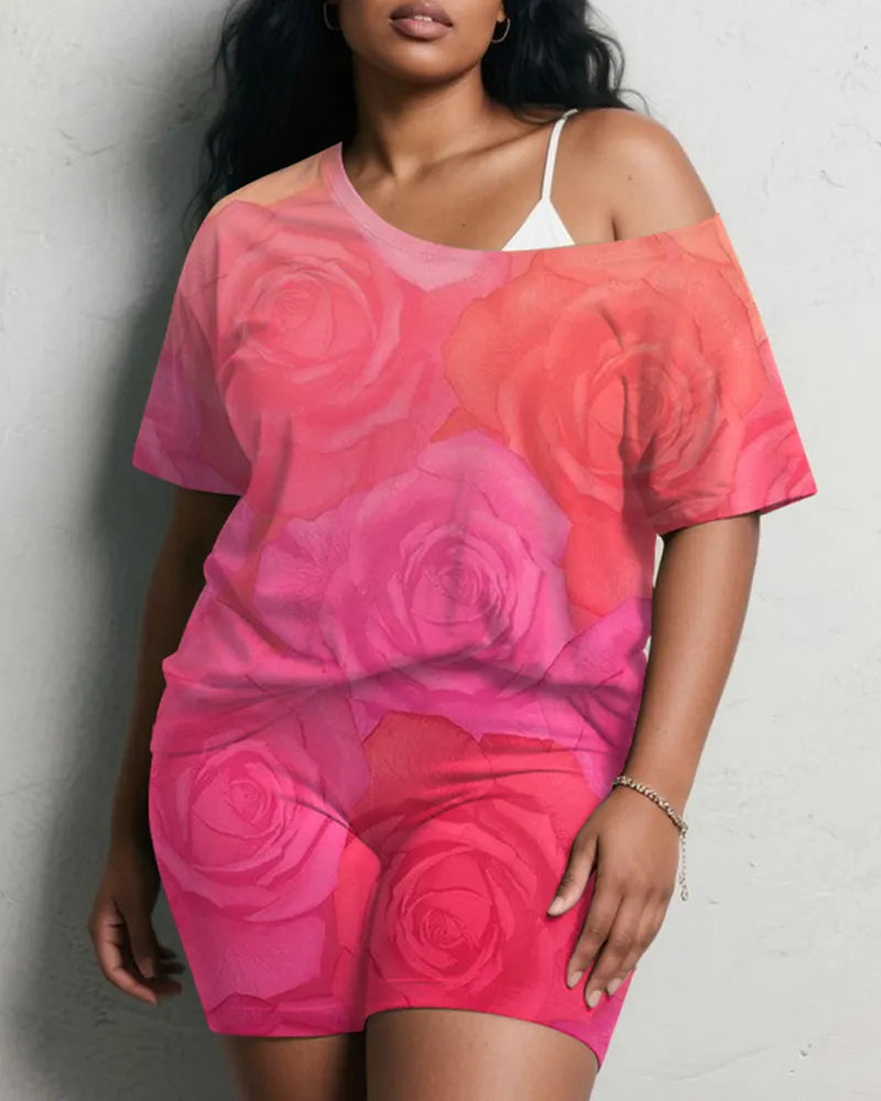 Big & Tall Pink Gradient Graphic Two-piece Set for big men view 1