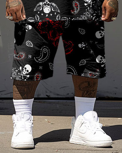 Big & Tall Graphic Streetwear T-Shirt Shorts Set for big men view 3