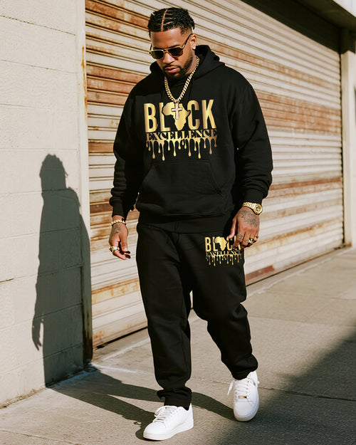 Big & Tall Black Juneteenth Hoodie Sweatpants Set for big men view 1