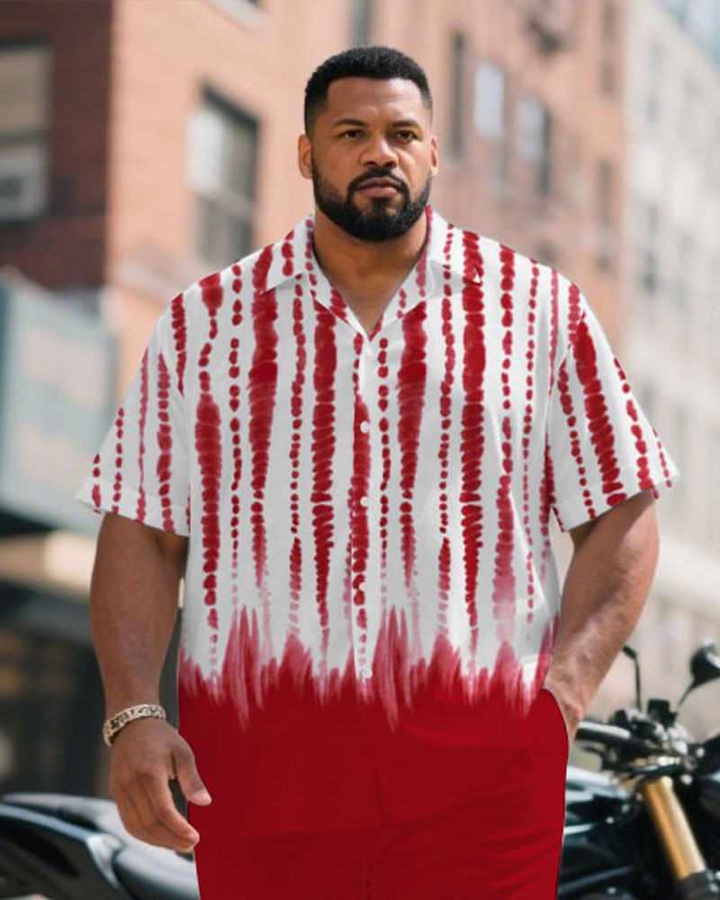 Big & Tall Red Business Casual T-Shirt Pants Set for big men view 2