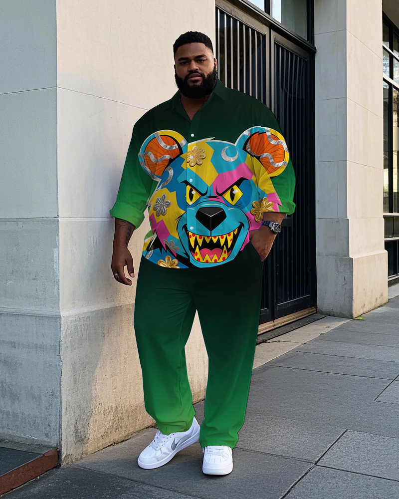 Big & Tall Gradient Graffiti Shirt Pants Set for big men view 1