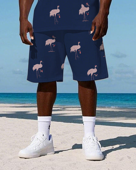 Big & Tall Red Hawaiian Two-piece Set for big men view 3