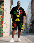 Big & Tall Juneteenth Graphic T-Shirt Shorts Set for big men view 1