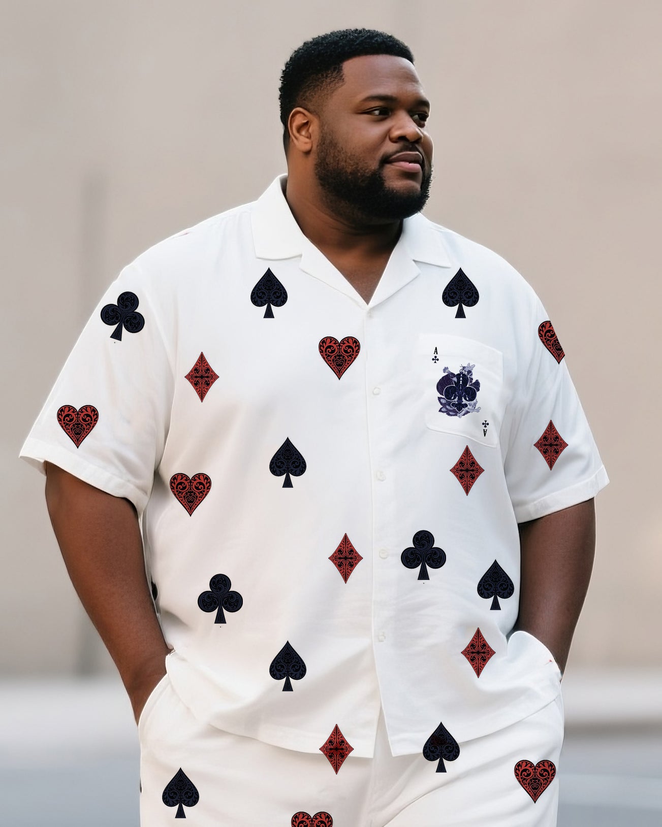 Big & Tall Graphic T-Shirt Shorts Set for big men view 2