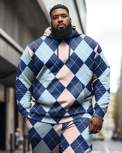 Big & Tall Colorblock Hoodie Sweatpants Set for big men view 2