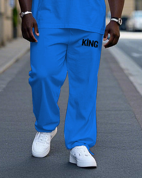 Big & Tall Colorblock Graphic T-Shirt Pants Set for big men view 3