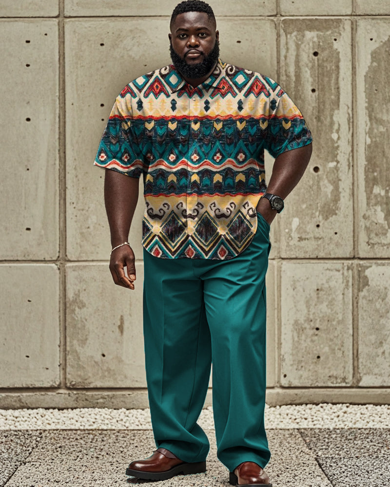 Big & Tall Western Graphic Vintage T-Shirt Pants Set for big men view 1