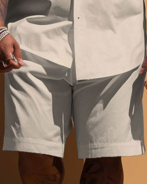 Big & Tall Striped Patchwork T-Shirt Shorts Set for big men view 3
