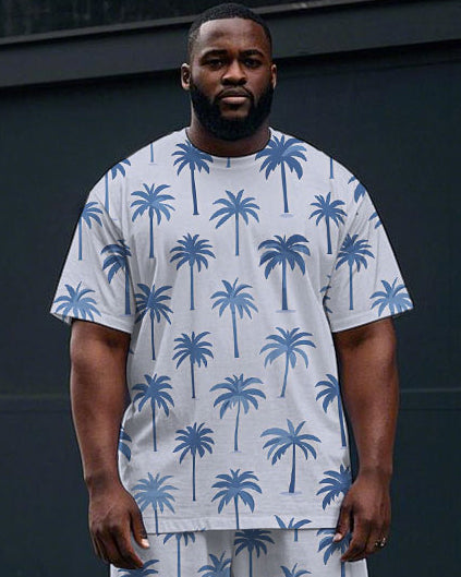 Big & Tall Hawaiian T-Shirt Shorts Set for big men view 2