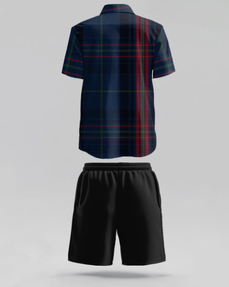 Big & Tall Plaid T-Shirt Shorts Set for big men view 2