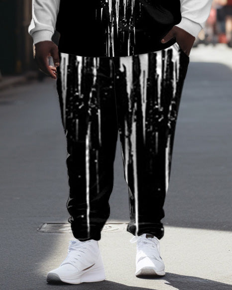 Big & Tall Splash Ink Skull Hoodie Sweatpants Set for big men view 3