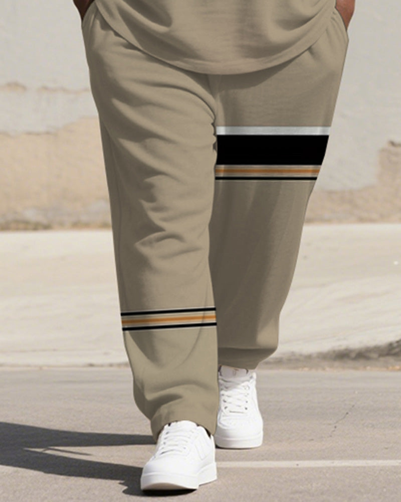 Big & Tall Khaki Graphic T-Shirt Pants Set for big men view 3