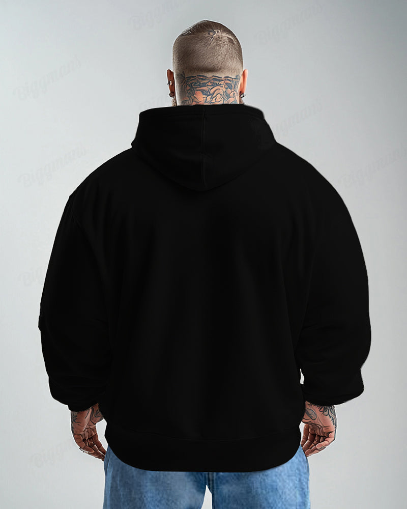 Big & Tall Black Graphic Hoodie Sweatpants Set for big men view 3