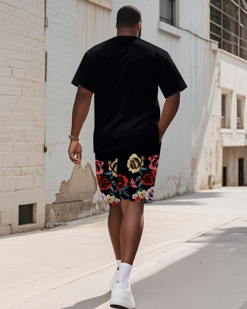 Big & Tall Graphic Graffiti T-Shirt Shorts Set for big men view 4