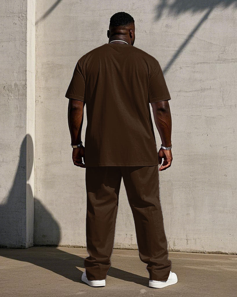 Big & Tall Colorblock Streetwear T-Shirt Pants Set for big men view 4