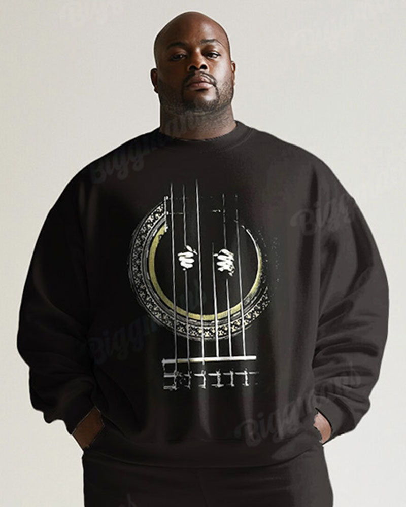 Big & Tall Black Graphic Two-piece Set for big men view 2