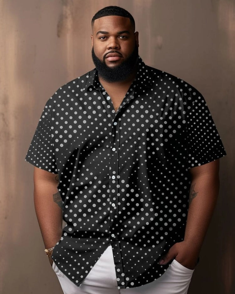 Big & Tall Black Plaid Short Sleeve Shirt for big men view 1
