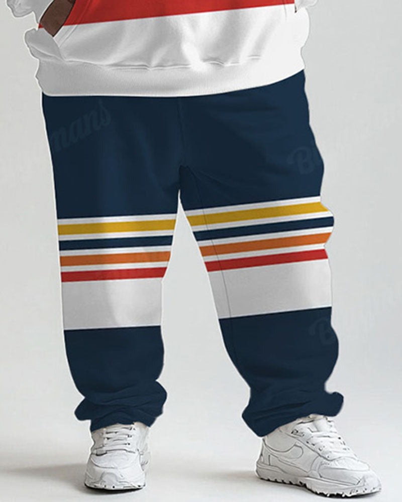 Big & Tall Striped Graphic Hoodie Sweatpants Set for big men view 3