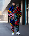 Big & Tall Graffiti Streetwear Hoodie Sweatpants Set for big men view 1
