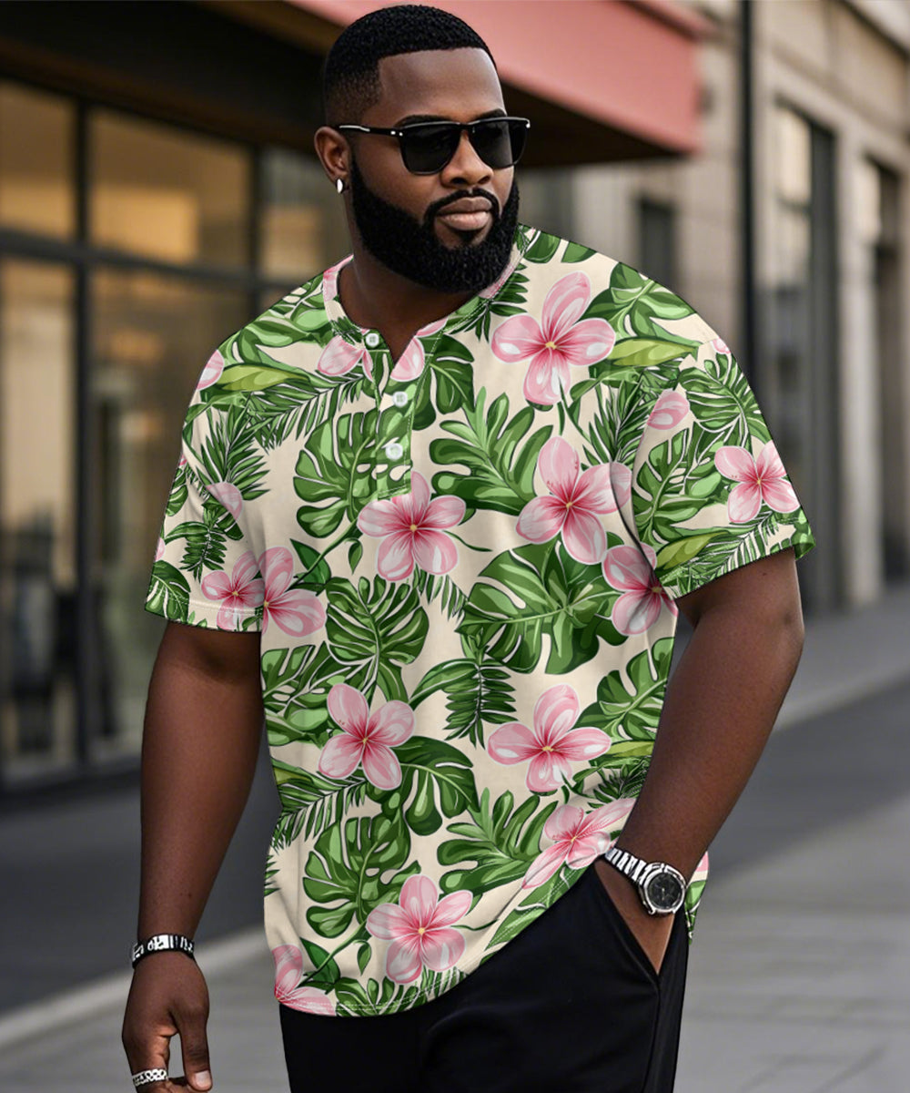 Big & Tall Green Hawaiian Graphic T-Shirt for big men view 1