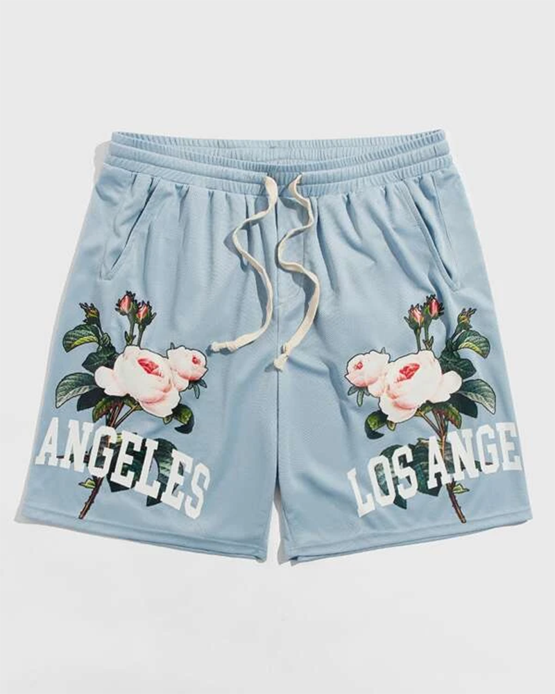 Big & Tall Floral Streetwear Athletic Shorts for big men